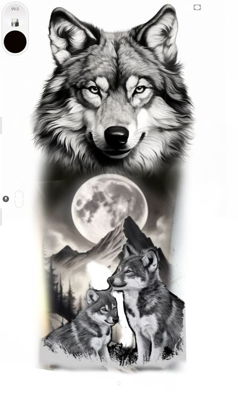 Wolf With Pups Tattoo, Wolf With Cubs Tattoo, Wolf And Cubs Tattoo, Baby Wolf Tattoo, Wolf Tattoo Shoulder, Wolves Tattoo, Wolf Pack Tattoo, Animal Stencils, Cubs Tattoo