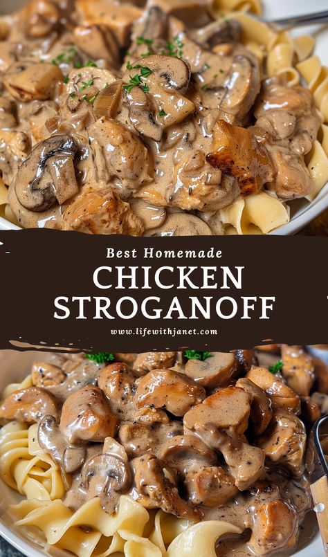 Homemade Chicken Stroganoff Big Family Meals Dinners, Classic Weeknight Dinners, Chicken Mushroom Stroganoff Recipe, Delicious Meal Ideas, Cream Of Mushroom Chicken Pasta, Top Dinner Recipes Popular, Fall Comfort Food Dinners, Fit Meals Recipes, Easy Suppers Recipes