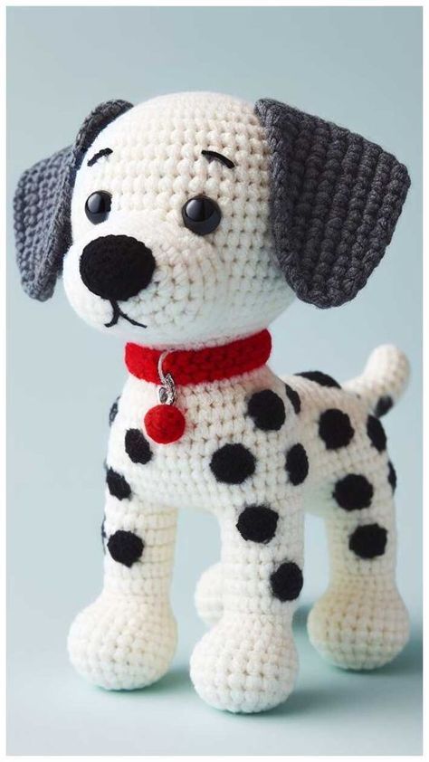 Crochet Dalmatian Dog Free Amigurumi Pattern - Free Amigurumi Crochet Dalmatian, Dog Sweater Crochet Pattern, Disney Crochet Patterns, Crochet Nursery, Crochet Bear Patterns, Crochet Dog Patterns, Crochet Toys Free, Crochet Dolls Free Patterns, Crochet Mandala Pattern