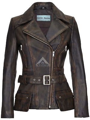 'FEMININE' Ladies Real Leather Jacket Black Bronze WASHED Biker Style Slim Fit | eBay Vintage Biker Style, Fashion Leather Jacket, Leather Jacket Style, Vintage Biker, Real Leather Jacket, Black Image, Leather Jacket Black, Biker Style, Leather Jacket Men