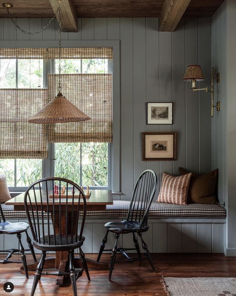 Recreating Historic Trim in our Primary Suite — The Grit and Polish Colonial Farmhouse, Comfy Seating, Dining Nook, Colonial House, Breakfast Nook, Cool Rooms, Interior Design Studio, Seating Arrangements, Room Table