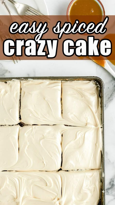 Paul Newman Cake, Homemade Spice Cake, Wacky Cake Recipe, Crazy Cake Recipes, Homemade Cake Mixes, Spice Cakes, Easy Cake Recipe, Wacky Cake, Cake Mix Recipe