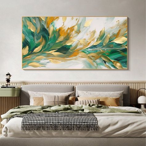 Oil Painting Decor Living Rooms, Oil Color Painting Modern, Wall Decor Painting Canvases, Plants Painting, Fall Canvas Painting, Large Modern Wall Art, Abstract Leaves, Christmas Paintings On Canvas, Canvas For Beginners