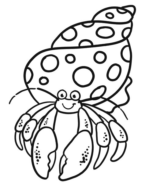 Hermit Crab Coloring Page, Eric Carle Coloring Pages, Crab Coloring Page, Sea Animal Coloring Pages, A House For Hermit Crab, Hermit Crab Crafts, Crab Crafts, Preschool Art Projects, Crab Art