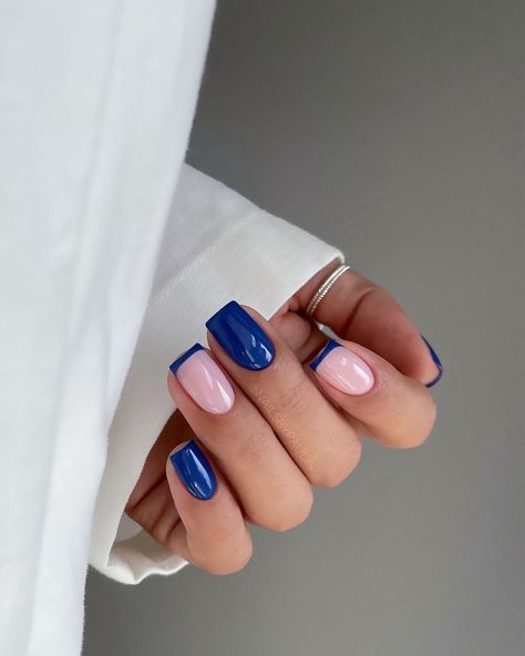 30 Chic Nail Art You'll Love Navy French Tips, Nails Simple French Tips, Nails Inspiration Ballerina, Simple French Tips, Pink Nails Inspiration, Short Nails Simple, Autumn Nail Ideas, Pastel Pink Nails, Dark Blue Nails