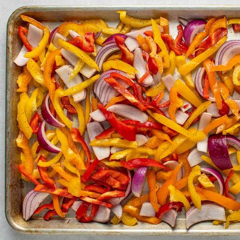 Roasted Sweet Peppers Oven, Oven Roasted Peppers And Onions, Roasting Peppers In Oven, Roast Peppers In Oven, Roasted Peppers Oven, Oven Roasted Onions, Roasted Onions And Peppers, Roasted Peppers And Onions, Oven Fajitas