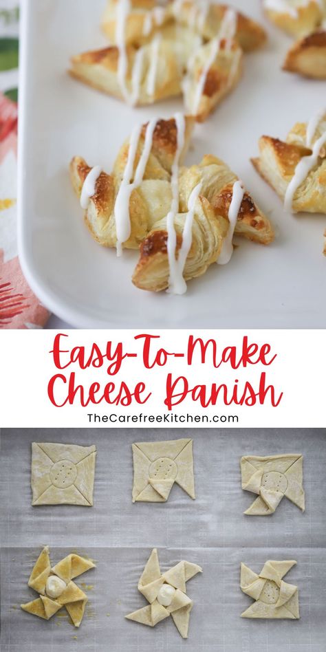 Cheese Danish with Puff Pastry Mini Cheese Danish, Puff Pastry Danish Shapes, Brunch Danish, Cheese Danish With Puff Pastry, Danish With Puff Pastry, Puff Pastry Danish, Pastry Danish, French Toast Muffins, Puff Pastry Appetizers