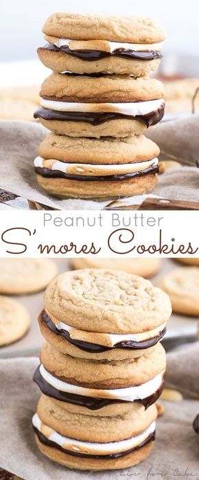 Peanut Butter Smores, S Mores Cookies, Fluff Recipe, Cookies Soft, Smores Cookies, Marshmallow Fluff, Toasted Marshmallow, Köstliche Desserts, Sandwich Cookies