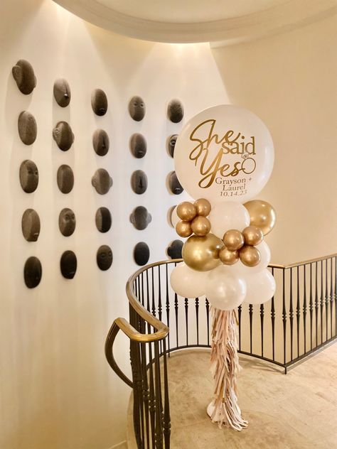 She Said Yes Balloons, She Said Yes Party, Collage People, Hotel Room Decoration, Engagement Balloons, Wedding Diys, Balloon Surprise, Valentines Party Decor, Wedding Court