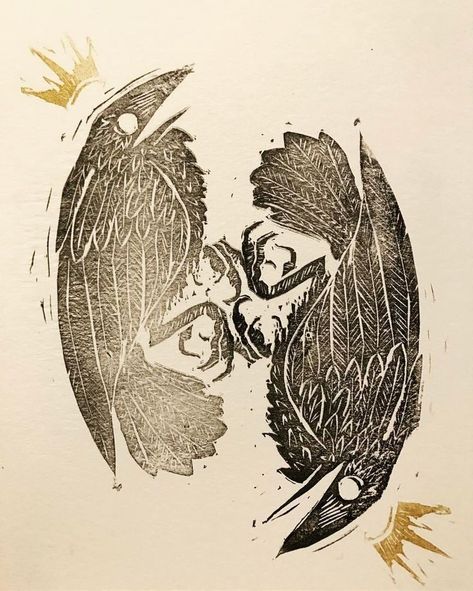 Air Witch, Crows Drawing, Huginn And Muninn, Crow Art, Raven Art, Bird Sculpture, Linocut Prints, Ravens, Black Bird