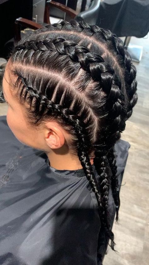 6 French Braids, Cornrows 4 Braids, Braids Mexican Hair, Four Cornrow Braids, Braided Hairstyles White Women, Tight Braided Hairstyles, Braids For Mexican Women, 3 French Braids, 4 French Braids