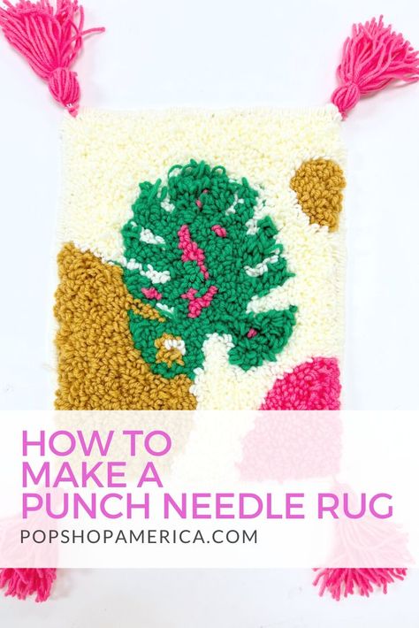 How To Punch Needle Rug, How To Make A Punch Needle Pillow, How To Make A Punch Needle Rug, Punch Needle Rugs Diy, Rug Making Diy Punch Needle, How To Finish Punch Needle Projects, Diy Punch Needle Rug, Punch Needle For Beginners, Punch Needle Mug Rugs