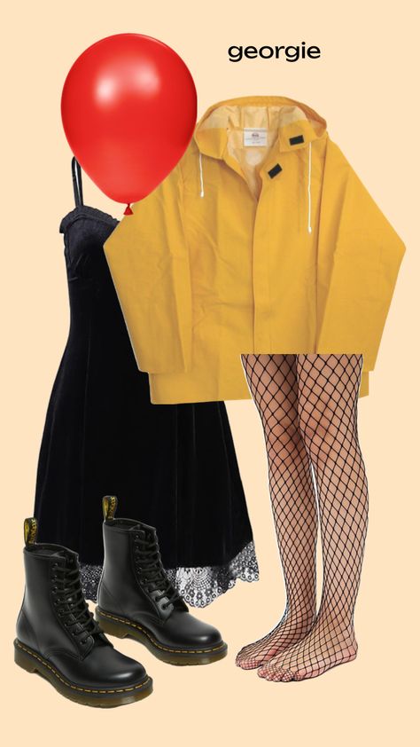 #halloween #costume #IT #georgie #clown #pennywise Easy Pennywise Costume, Stephen King Costumes, Female It Costume, Georgie Costume It Women, It And Georgie Costume, It Halloween Costumes Women, Georgie It Costume, Georgie Halloween Costume, Pennywise And Georgie Costume