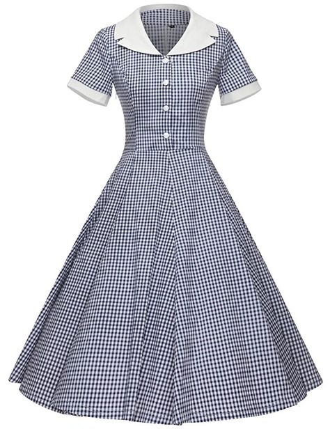 50s Fashion For Women Dresses, 1950s Style Cotton Vintage Dress With Short Sleeves, 1950s Style Short Sleeve Cotton Dress, Dresses For The Office, 1950s Style Plaid Summer Dresses, 1950s Plaid Dress, 1950s Short Sleeve Cotton Dress, 50's Dresses, Dress Pockets