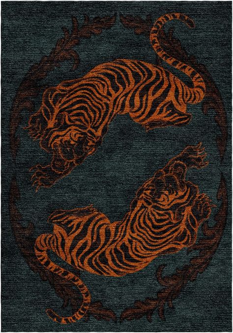 Tibetan Tiger Luxury Handwoven Rug - Gordian Rugs Tiger Carpet, Tibetan Tiger Rug, Tiger Color, Tibetan Tiger, Tiger Rug, Orange Country, Tiger Skin, Western Culture, Printed Carpet