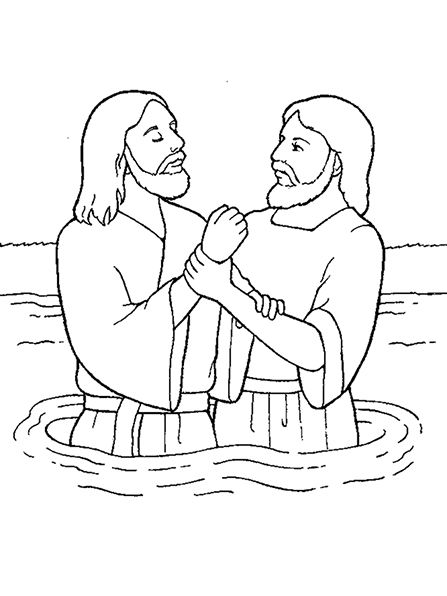 An illustration of John the Baptist baptizing Jesus Christ, from the nursery manual Behold Your Little Ones (2008), page 103. Jesus Baptised, Lds Coloring Pages, Jesus Coloring Pages, Sunday School Coloring Pages, Childrens Sermons, Getting Baptized, Lds Baptism, School Coloring Pages, Bible Coloring Pages