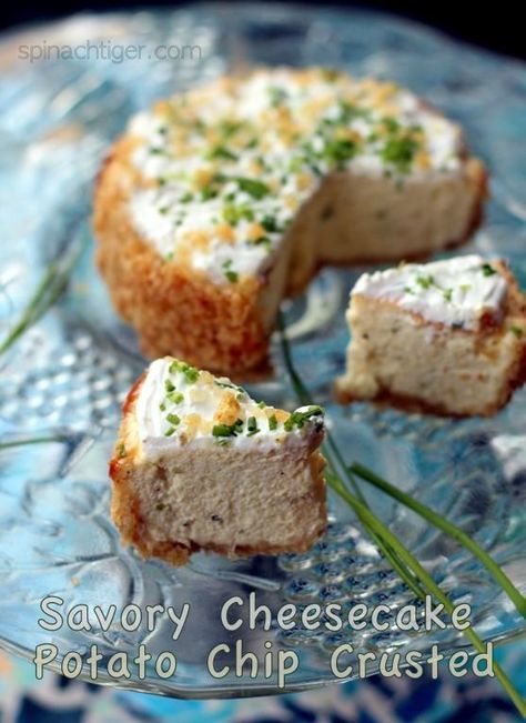 Savory Chive Cheesecake with Potato Chips Crust...this had me at potato chip crust...gotta try! Savory Cheesecake, Savory Cheese, Pot Pies, Potato Chip, Party Foods, Breakfast Foods, Potato Chips, Cookbook Recipes, Appetizers For Party