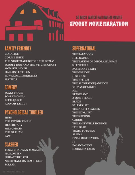 Halloween Shows To Watch, Spooky Movies List, Scary Movie Watch List, Places To Go For Halloween, October Watch List, Halloween Films List, Halloween Watchlist, Halloween Watch List, Halloween Shows