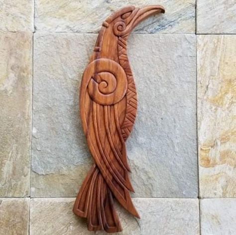 Wood Carving Ornaments, Viking Wood Carving, Cornish Flag, Crow Family, Celtic Raven, Huginn And Muninn, Spirits Of The Dead, Viking Raven, Celtic Gods