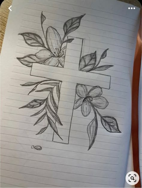 Background Design For Projects Drawing, Drawings Of The Cross, Things To Draw On Big Paper, Cute Drawings To Give To Your Boyfriend, How To Draw A Cross, Things To Draw With Color, Things To Draw Flowers, Sketch Ideas Flowers, Cute Flowers To Draw