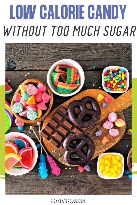 Low Cal Candy, Low Calorie Movie Snacks, Sweet Craving Alternatives, Candies Yams, Low Calorie Candy, Candy Substitutes, Low Calorie Sweet Snacks, Low Sugar Treats, Low Calorie Chocolate