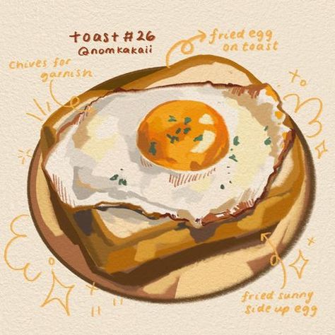 kai🍳 (@nomkakaii) • Instagram photos and videos Fried Egg On Toast, Toast Art, Egg On Toast, Food Lettering, Egg Toast, Food Painting, On Toast, Egg Art, East Asian