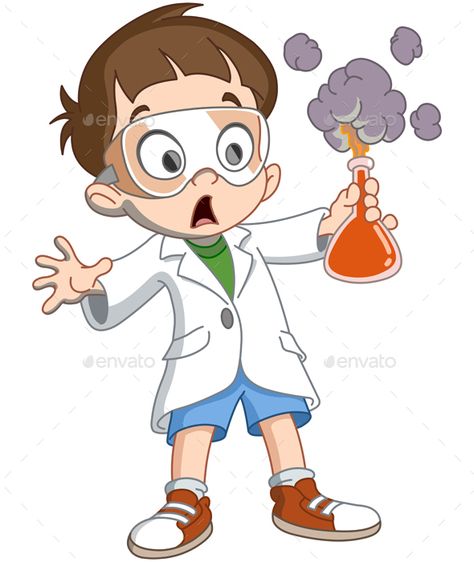 Scientist kid holding an exploding test tube Scientist Cartoon, Chemistry Art, Science Classroom Decorations, Kid Science, Kid Experiments, Hair Drawing, Science Experiment, Kids Clipart, Science Lab