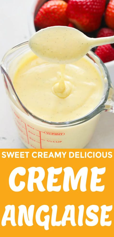 Creme Anglaise Recipe, British Baking, Light Desserts, Desserts Menu, Dessert Sauces, White Sauce, Dessert Lover, Sweet Sauce, Baking Sweets