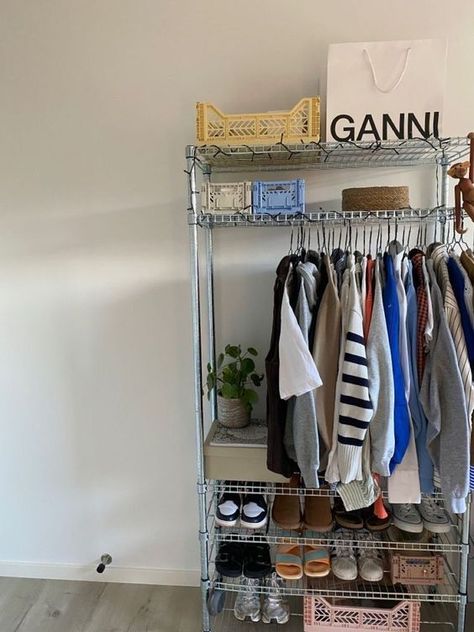 metallic Shelf Storage Unit With Height Adjustable Shelves and Levelling Feet Ikea Omar, Fit Outfits, Wardrobe Clothing, Uni Room, Amazon Basics, Dream Apartment, Room Makeover Inspiration, Clothes Closet, Apartment Inspiration