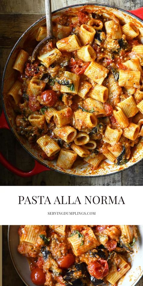 Pasta alla Norma Sheet Pan Baked Pasta Alla Norma, Pasta La Norma, Tuscan Pasta Vegetarian, Vegetarian Pasta For A Crowd, Eggplant Alla Norma, Pasta A La Norma Jamie Oliver, Pasta All Norma, Sheet Pan Pasta Alla Norma, Sausage And Eggplant Pasta