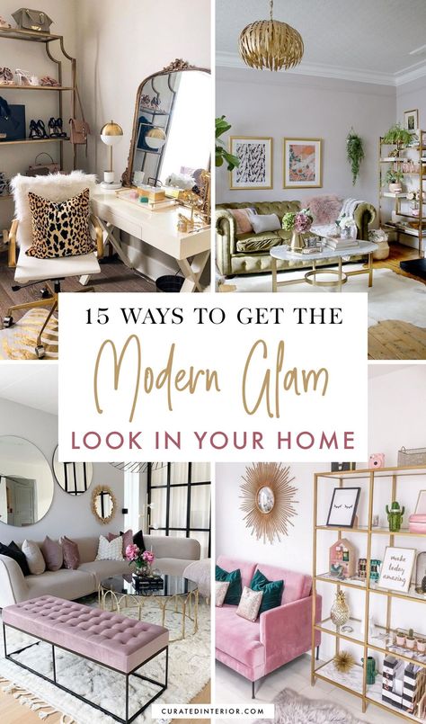 15 Ways to Get the Modern Glamorous Decor Look in Your Home. Use metallics, velvet, and cheetah print to get the glam decor style at home! Modern Glam Home, Modern Glam Decor, Home Decor Business Ideas, Decor Business Ideas, Wall Niches, Glam Interior Design, Modern Glam Living Room, Scandinavian Glam, Glam Interior