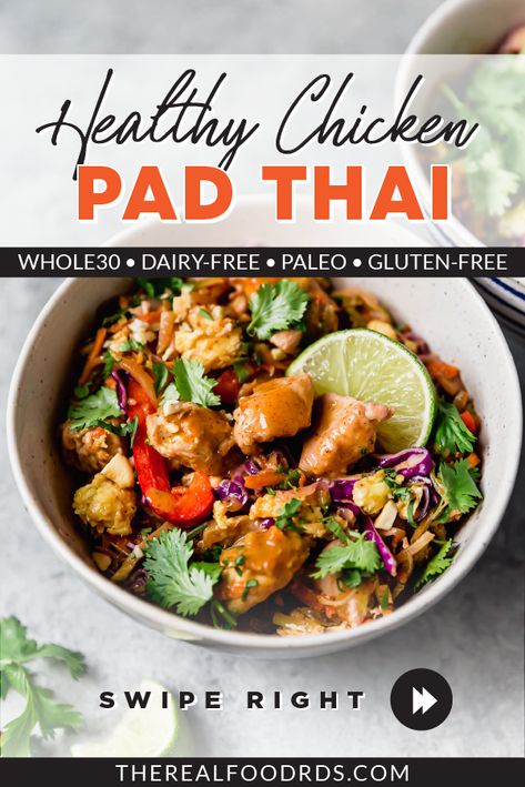 Loaded with veggies and full of flavor, this one-skillet Chicken Pad Thai makes for a healthy, easy, and delicious weeknight meal! This healthy pad Thai recipe is easy to make and is even Whole30 friendly.
|| The Real Food Dietitians || Healthy Pad Thai Recipe, Healthy Chicken Pad Thai, Healthy Pad Thai, Healthy Thai Recipes, Dietitian Recipes, Real Food Dietitians, Chicken Pad Thai, Thai Recipe, Pad Thai Recipe