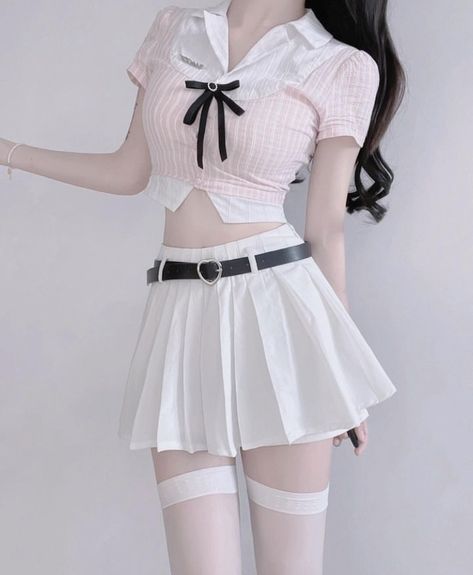 White Stockings, Kawaii Fashion Outfits, Seductive Clothes, Trendy Summer Outfits, Kpop Fashion Outfits, Really Cute Outfits, Kawaii Clothes, Harajuku Fashion, Stage Outfits