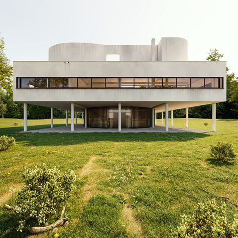 VILLA SAVOYE on Behance Le Corbusier Buildings, Villa Savoye Interior, Le Corbusier Villa Savoye, Corbusier Architecture, Construction City, Architecture Photography Buildings, Architecture Villa, Le Corbusier Architecture, Villa Savoye