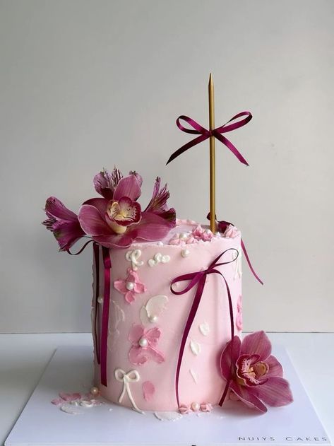 Orchid Cake Birthday, Raining Sound, 24th Birthday Cake, Study Together, Birthday Cake Roses, Orchid Cake, 18th Birthday Decorations, Tiny Cakes, Unique Birthday Cakes