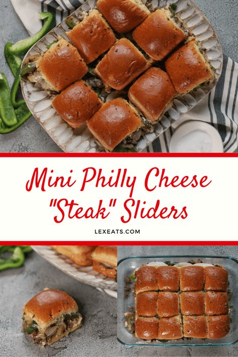 Mini Philly Cheese Steak Sliders, an easy recipe on lexeats.com Slider Recipes Easy, Mini Philly Cheese Steak Sliders, Philly Cheese Steak Sliders Ground Beef, Philly Cheese Steak Sliders Hawaiian Rolls, Cheese Steak Sliders Hawaiian Rolls, Mini Philly Cheese Steak, Easy Philly Cheese Steak Sliders, Steak And Cheese Sliders, Alaskan Christmas