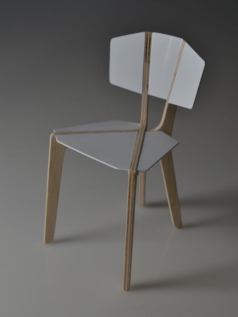 Chair Model by Thomas Brenner, via Behance Cnc Furniture Plans, Geometric Chair, Wood Chair Design, Plywood Chair, Cnc Furniture, Flat Pack Furniture, Diy Ikea Hacks, Diy Ikea, Folding Chairs