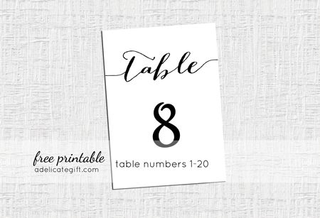 Free Downloadable Table No.!! I'm so happy I found these. I was gonna try to do it on my own but it's impossible to find this sort of font that a free downloadable! EEEEEE! Table Number Cards Free Printable, Table Number Printables Free, Table Numbers Wedding Printable, Free Table Number Printables, Free Printable Fonts, Free Table Number Printables Templates, Diy Table Numbers Wedding Free Printable, Age Pictures For Table Numbers, Printable Table Numbers Free Templates