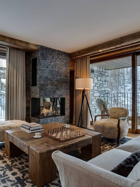 Ski apartments Europe | SheerLuxe Modern Ski House, Ski Chalet Interior, Ski Apartment, Sicily Hotels, Ski Hotel, Incredible Architecture, Modern Apartments, The White Lotus, Plush Furniture