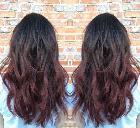 Dark Red Tips On Brown Hair, Dark Red Ends On Brown Hair, Cherry Red Ombre Hair, Cherry Ombre Hair, Dark Brown To Red Ombre, Black To Red Ombre Hair, Dark Red Ombre Hair, Burgundy Ombre Hair, Cherry Brown Hair