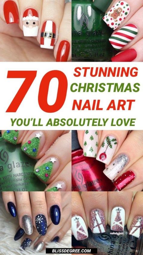 Christmas Nail Art Designs - Never miss the amazing and greatest offer. Click to visit and find out more! Christmas Nail Decorations, Xmas Manicure Ideas, Nail Art For Christmas Holiday, Christmas Finger Nail Ideas, Christmas Nail Decor Ideas, Fun Christmas Nails Simple, Christmas Nail Gel Designs, Nail Designs For Christmas Holiday, Christmas Present Nail Designs