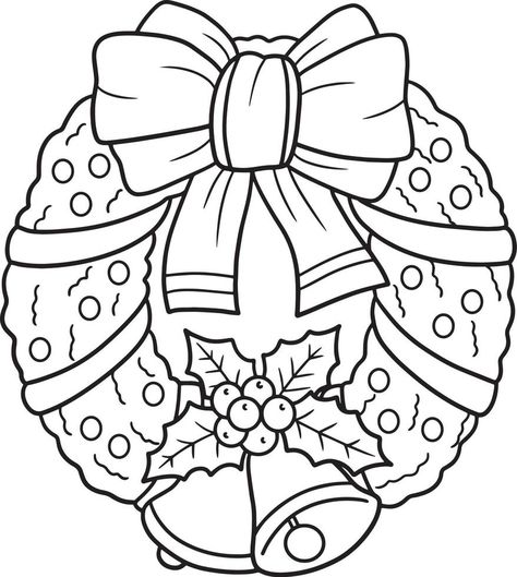 Christmas Wreath Coloring Pages, Wreath Coloring Pages, Ipad Coloring Pages, Winter Coloring Sheets, Candy Cane Coloring Page, Christmas Wreath Designs, Xmas Drawing, Christmas Coloring Pages For Kids, Free Christmas Coloring Pages