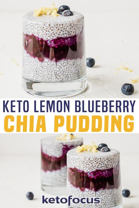 Keto Lemon Blueberry, Keto Focus, Blueberry Chia Pudding, Lchf Breakfast, Keto Chia Pudding, Chia Pudding Recipe, Healing Diet, Chia Recipe, Chia Seed Recipes