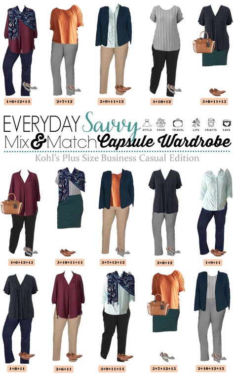 Check out this great Plus Size Business Casual Outfit Ideas For Spring from Kohls. These pieces make 15 mix & match outfits that make getting dressed easy. via @everydaysavvy Plus Size Business Casual, Plus Size Business Attire, Business Casual Outfit Ideas, Outfit Ideas For Spring, Plus Size Business, Business Casual Dress Code, Casual Outfits Plus Size, Business Casual Outfit, Mix Match Outfits