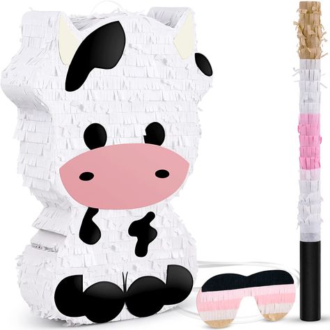 PRICES MAY VARY. A Full Set of Pinata: the package includes 1 cow pinata, 1 blindfolds and 1 pinata stick, a reasonable combination can effectively meet your gaming needs, no need to buy other products separately Providing More Fun: your guests can put on blinders, then take turns to break out the cute pinata, which not only adds more charm to your party, but also creates lots of fun for your guests Easy to Fill: the large pinata measures approximately 40 x 28 x 7.5 cm/ 15.75 x 11 x 2.95 inches, Panda Pinata, Farm Birthday Party Favors, Outdoor Party Games For Kids, 1 Pinata, Barnyard Decor, Cow Print Birthday, Barnyard Theme, Pinata Stick, Cow Dog