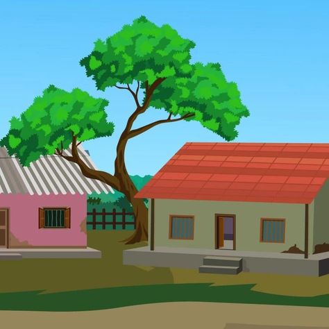 Village house landscape design #animation #cartoon #background Animated House Background, Cartoon House Animation, Cartoon Landscape Backgrounds, Cartoon Background House, House Landscape Design, Scenery Drawing For Kids, Free Cartoon Characters, Clip Art Frames Borders, Scenery Drawing