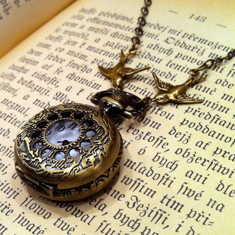 Antique Pocket Watch, Pocket Watch Necklace, Number 9, Magical Jewelry, Dessin Adorable, Fantasy Jewelry, Dream Jewelry, Brass Chain, Watch Necklace