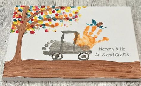 Autumn Infant Art, Daycare Infant Crafts, Sibling Crafts, Fall Crafts For Babies, Preschool Placemats, Pumpkin Footprint, Handprint Pumpkin, Fall Harvest Crafts, Daycare Art