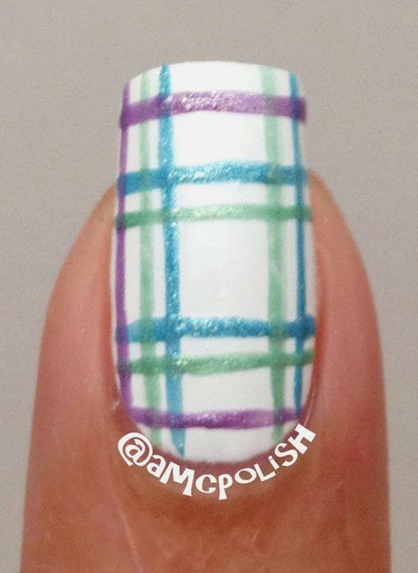 Plaid Nail Art, Easter Nail Art Designs, Nails Easter, Ten Nails, Easter Nail, Natural Nail Art, Nails Tutorial, Easter Nail Art, Plaid Nails