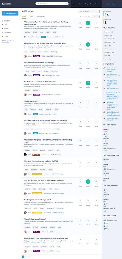 QAEngine – WordPress #Question & #Answer Theme Wordpress Ecommerce Theme, Forums Design, Ui Design Website, Ecommerce Themes, Blog Themes Wordpress, Webpage Design, Wordpress Website Design, Web Inspiration, Blog Themes